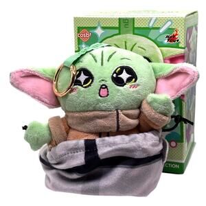 Disney x Star Wars x Cosbi Mandalorian & Grogu Plush Charm, In Gray Sack, New
